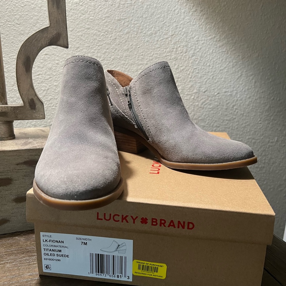Gray Suede Women’s Booties - Picture 2 of 4